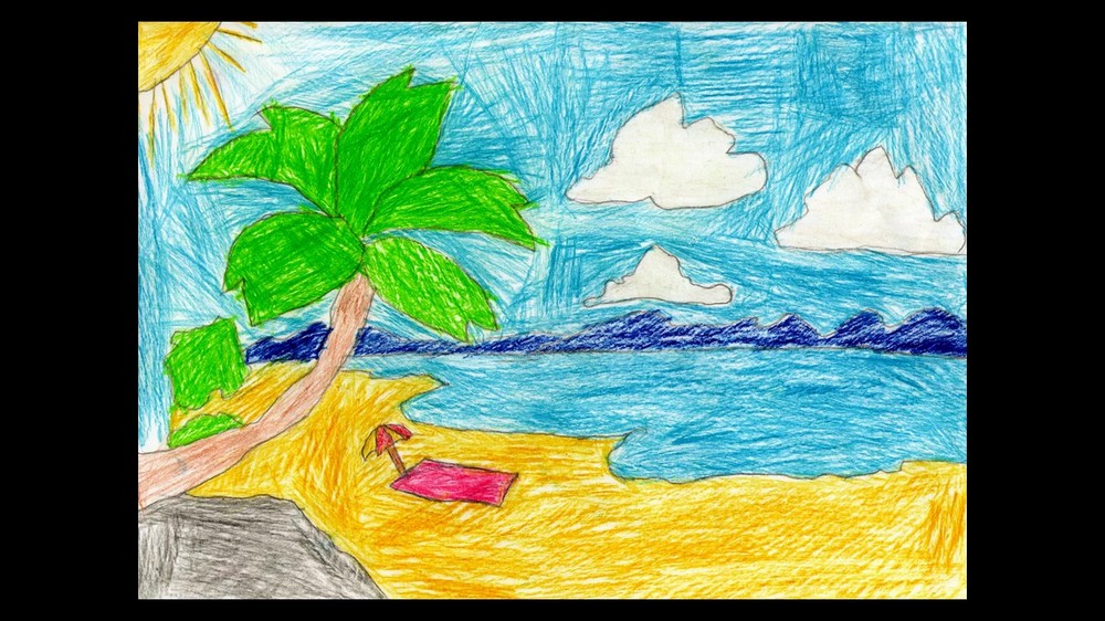 Детский рисунок пляжа